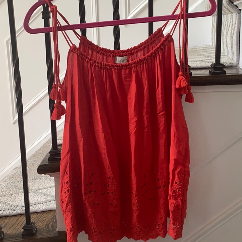 Loft red eyelet top